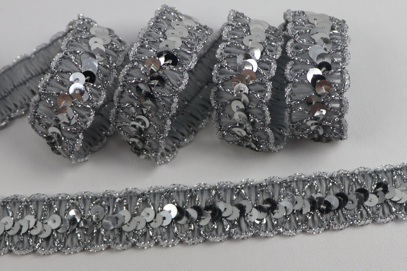 Borte Pailletten "silber"