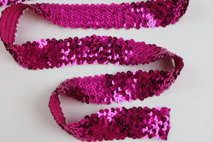 Borte Pailletten 4 reihig elastisch "pink"