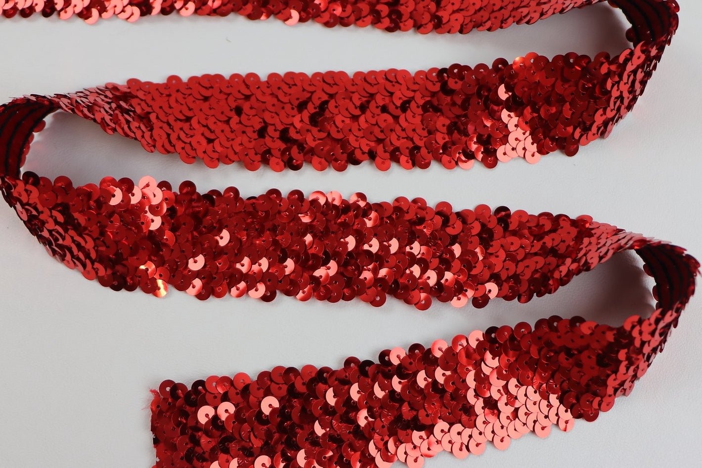 Borte Pailletten 4 reihig elastisch "rot"