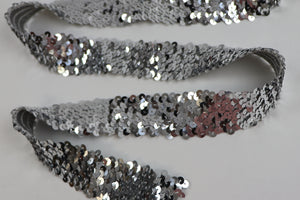 Borte Pailletten 4 reihig elastisch "silber"