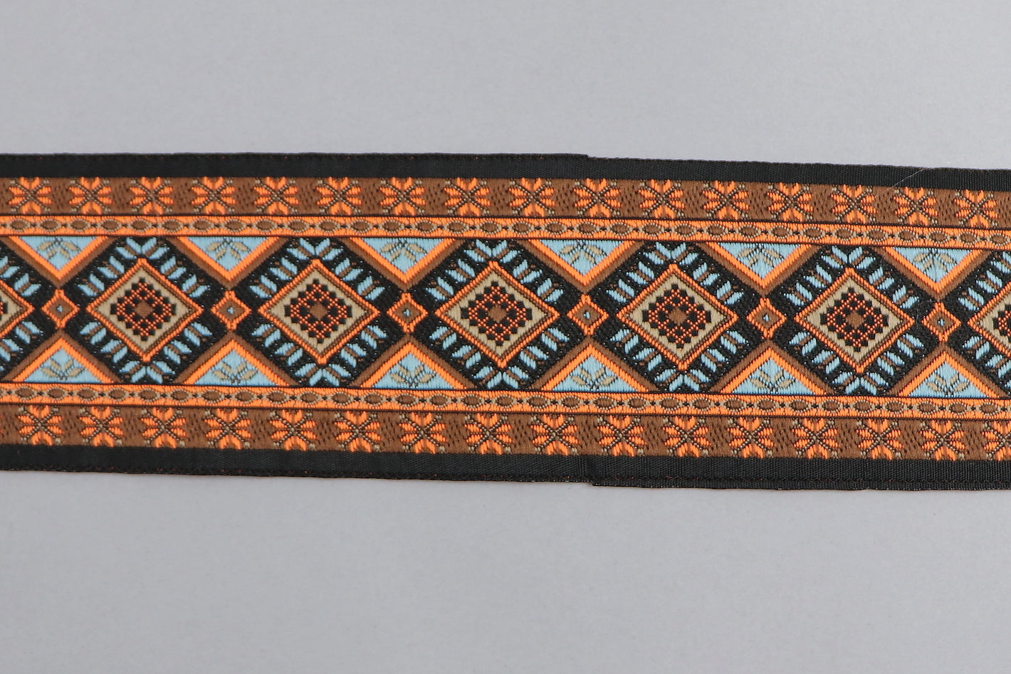 Jacquardborte 50mm "orange-hellblau"