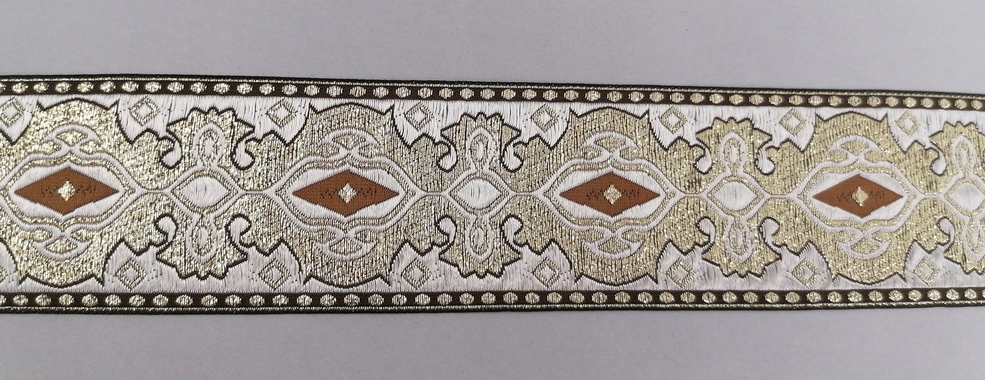 Jacquardborte Wappen "braun-écru-gold"