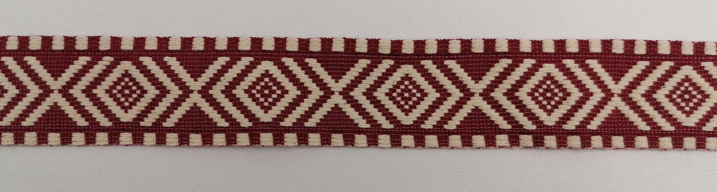 Jacquardborte 38mm "bordeaux-écru"