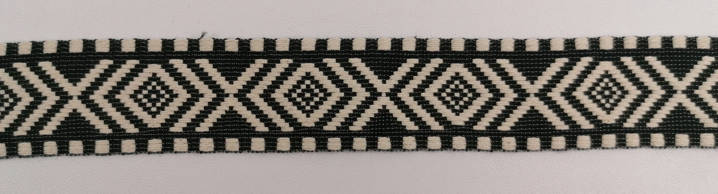 Jacquardborte 38mm "schwarz-écru"