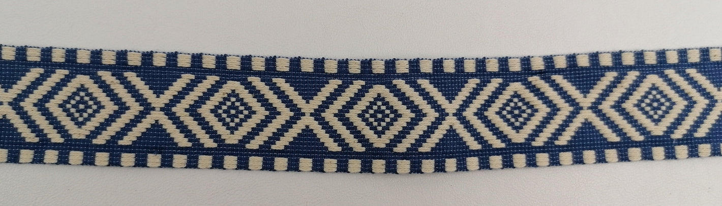 Jacquardborte 38mm "blau-écru"