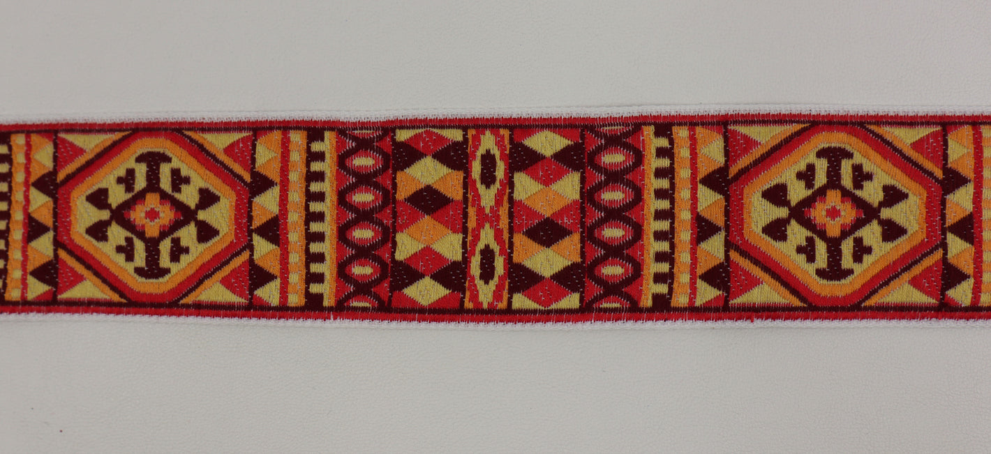 Jacquardborte 50mm "gelb-rot"