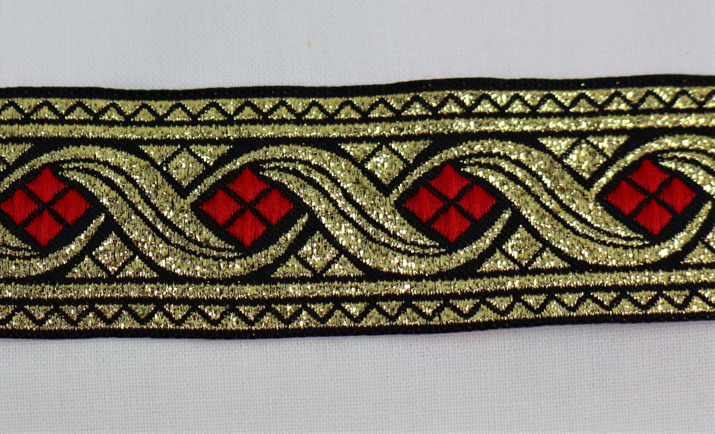 Jaquardborte 30mm "rot-gold"