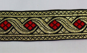 Jaquardborte 30mm "rot-gold"