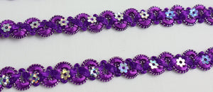 Paillettenband Blümchen "violett"