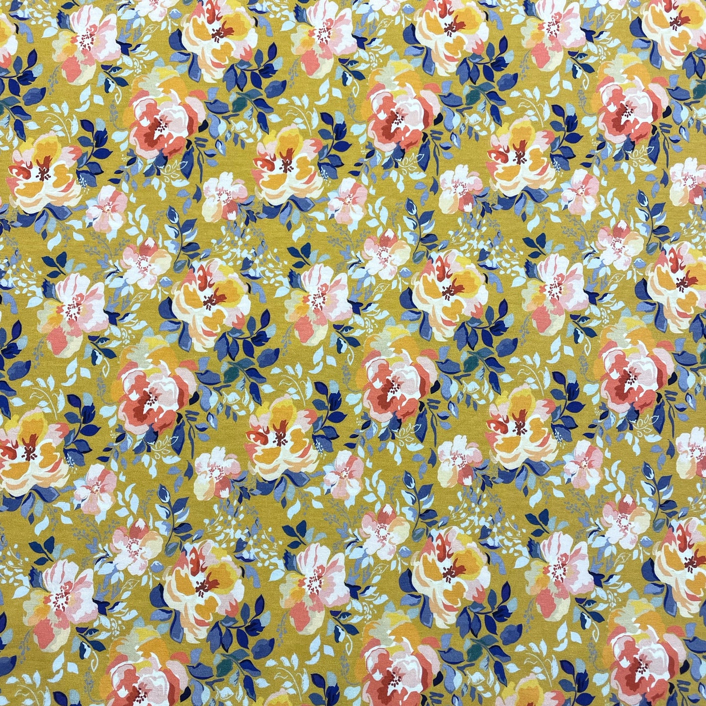 Jersey Blumen "senf"