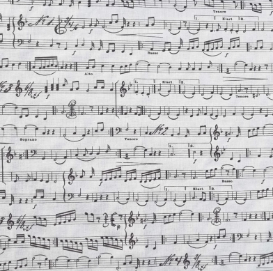 Baumwolle Musiknoten "weiss"