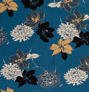 Viskose Twill Blumen "blau"