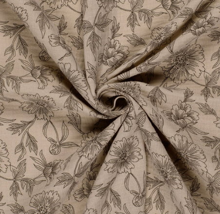 Musselin Blumen "beige"