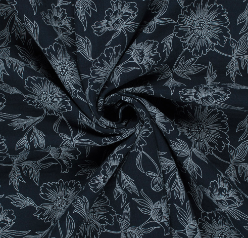 Musselin Blumen "marine"