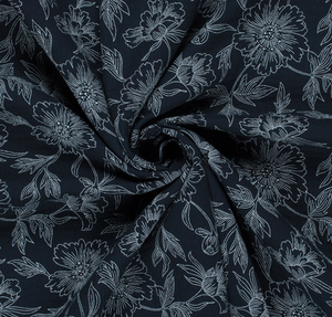 Musselin Blumen "marine"