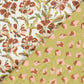 Musselin gepolstert Stoff Doppelseitig bedruckt Blumen und Leoparden Weiss