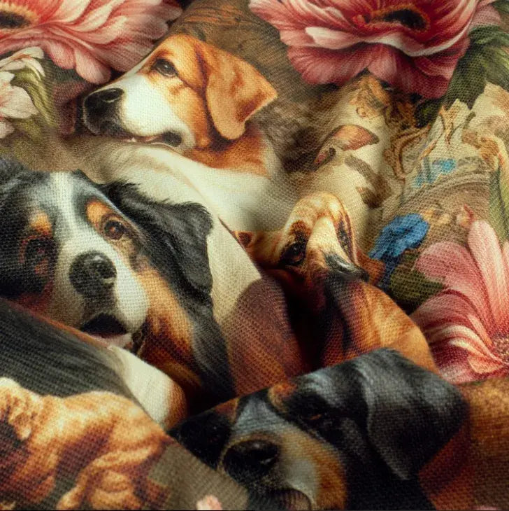 hunde-mehrfarbig-panama-stoff-stoffparadies